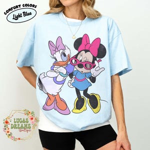 Retro Minnie Daisy Shirt, Vintage Disney Friends Tee, Comfort Colors White Disney Graphic Tee, Disney Trip Shirt, Best Friend Gift Tee Chambray/Light Blue