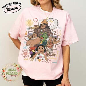 Vintage Disney Moana Pua Pig Shirt, Retro Hei Hei Maui Ocean Tee, Magic Kingdom Birthday Girl Outfit, Walt Disney World Family Matching Gift Blossom/Light Pink