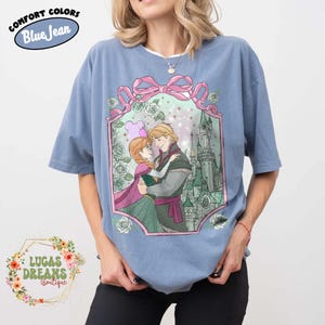 Camiseta vintage de princesas Disney con lazo coqueto, Bella, Ariel, Elsa y Cenicienta, camiseta del Castillo Mágico del Reino Mágico, regalo de viaje para niñas de Walt Disney Blue Jean