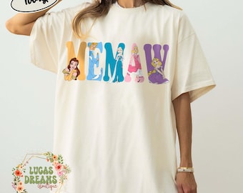 Custom Name Disney Princess Character Shirt, Personalized Belle Ariel Cinderella Tiana T-Shirt, Disneyland Matching Tee, Birthday Gift