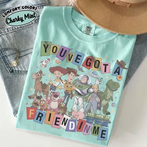 ヴィンテージ「君はともだち」コンフォートカラーズTシャツ、トイ・ストーリー1995シャツ、WDWファミリーバケーションシャツ、ディズニー・トイ・ストーリーセーター Charky Mint