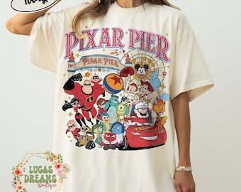 Vintage Pixar Pier Disneyland Shirt, Disneyland Pixar Fest 2025 Shirt, Meet me at Pixar Pier Disney Pixar Characters, Disneyland Trip Shirt