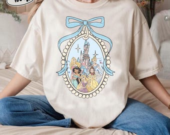 Camiseta Comfort Colors® Disney Princess Castle, camiseta retro Princess, camiseta Cenicienta Bella Rapunzel Aurora Jasmine, camiseta familiar Disney Trip
