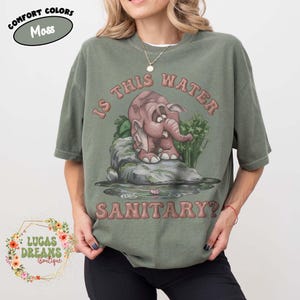 Retro Is This Water Sanitary Shirt, Disney Tarzan 1999 Movie, Elephant Tantor Looking At Water Tee, Animal Kingdom Safari Shirt Moss/Military Green