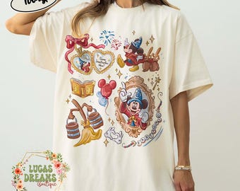 Walt Disney Fantasia Mickey Coquette T-Shirt, Fantasmic Shirt, Disneyland Family Matching, WDW Tee, Mickey Sorcerer, Disney Castle Shirt