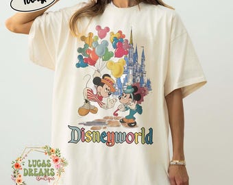 Vintage Mickey and Minnie Balloon Shirt, Retro Disney Valentine T-Shirt Mickey Balloons Tee, Disney Vacation Outfit, Disney Family Trip Tee