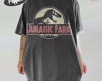 Maglietta Comfort Color Jurassic Park Retro Vintage T-Rex Dinosaur, Logo Jurassic Park Dinosauro T-Rex, Famiglia Disneyland, Regalo Disneyland