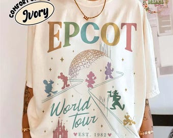 Camiseta Vintage Epcot World Tour Comfort Colors, Camiseta Disney Drink Around The World, Camiseta Disney Epcot 1982, Camiseta Epcot Drinking