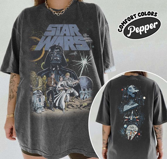 Retro Star Wars Comfort Colors Shirt, Space Ship Death Star Tee, May The Force Be With You, Galaxy's Edge Darth Vader, Disney World Outfits