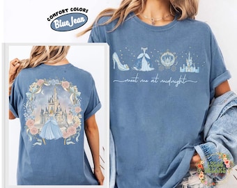 Vintage Meet me at Midnight Shirt, Cinderella Inspired Shirt, Disney Cinderella Shirt, Coquette Bow Disney Castle Shirts, Disney Girls Trip