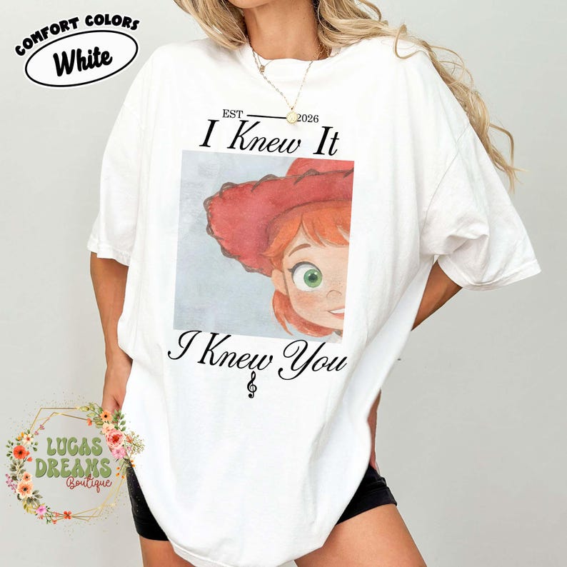 Watercolors TS Jessie Toy Story 5 Comfort Colors Shirt, Retro I Knew It I Knew You, Disneyland Toy Story Family Matching Tee White