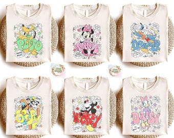 Vintage Disney-figurer-skjorta, Disneyland-tröja, Disneyworld-tröja, Musse Pigg och vänner-familjetröja, Disney-present, Magic Kingdom-tröja