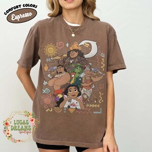 Vintage Disney Moana Pua Pig Shirt, Retro Hei Hei Maui Ocean Tee, Magic Kingdom Birthday Girl Outfit, Walt Disney World Family Matching Gift Espresso