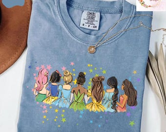 Disney-prinsesströja i retrokomfortfärger, Askungen Snövit Ariel Rapunzel-tröja, Disney-tröja för flickor, WDW Magic Kingdom-tröja