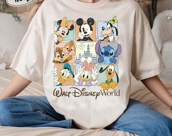 Camisa retrô Walt Disneyworld Comfort Colors, camisa vintage Disneyworld, camisa Mickey e amigos, camisa retrô Disney, viagem Disney 2025