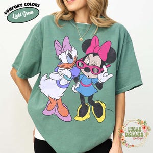 Retro Minnie Daisy Shirt, Vintage Disney Friends Tee, Comfort Colors White Disney Graphic Tee, Disney Trip Shirt, Best Friend Gift Tee Light Green