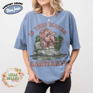 Retro Is This Water Sanitary Shirt, Disney Tarzan 1999 Movie, Elephant Tantor Looking At Water Tee, Animal Kingdom Safari Shirt Blue Jean