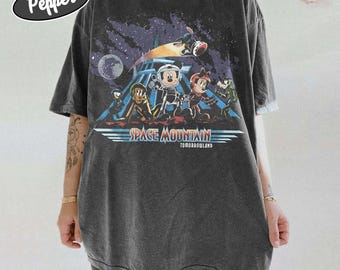 Maglietta Comfort Colors Space Mountain con Topolino, maglietta per famiglie Disneyworld