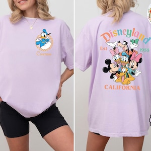 Camiseta retro de personajes de Disneyland, camiseta de vacaciones familiares con Mickey y sus amigos. Orchid/Azalae