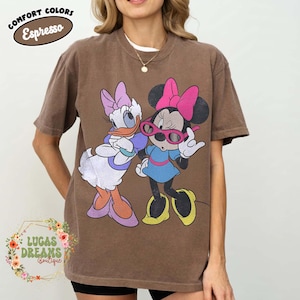 Retro Minnie Daisy Shirt, Vintage Disney Friends Tee, Comfort Colors White Disney Graphic Tee, Disney Trip Shirt, Best Friend Gift Tee Espresso
