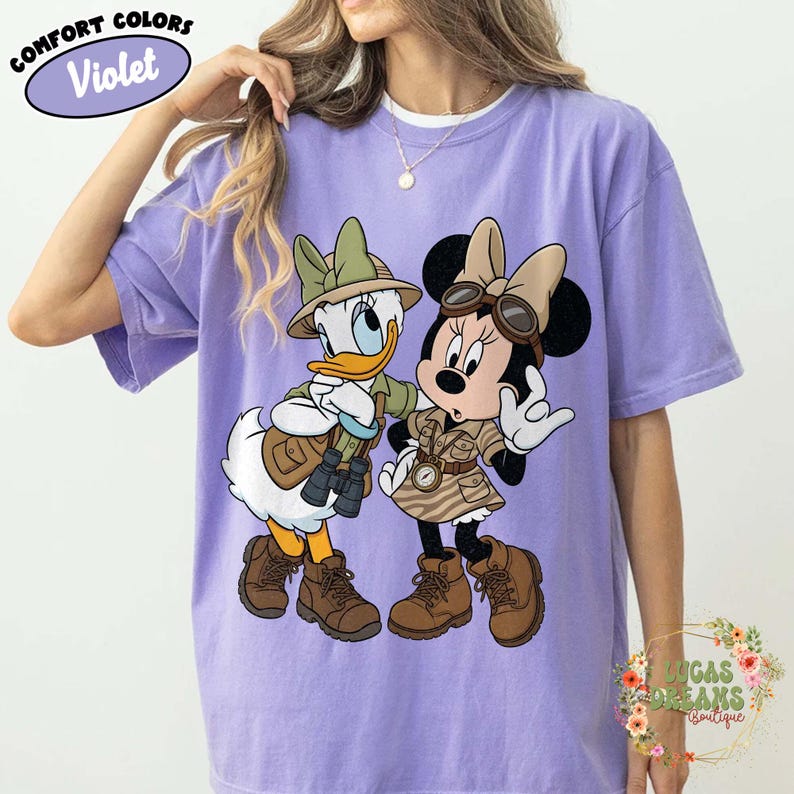 Minnie Daisy Safari Shirt, Disney Animal King Dom Tee, Comfort Colors White Disney Graphic Tee, Best Friend Gift Tee, Disney Vacation Tee Violet/Purple