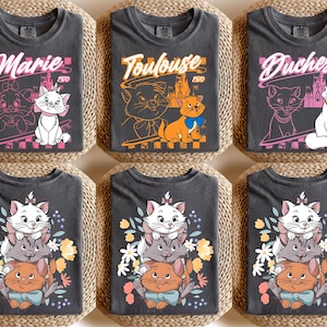 Two-sided The Aristocats 1970 Shirt, Marie Duchess Berlioz Toulouse Scat Cat O&#39;Malley Tee, Disney Cat Characters, Family Vacation Shirt