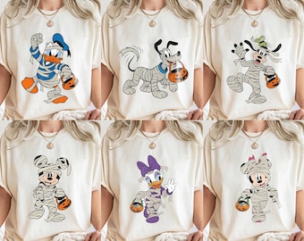 Mickey And Friends Mummy Halloween Shirt, Retro Disney Characters Spooky Tee, Not So Scary Party 2026, Family Matching Group Vacation