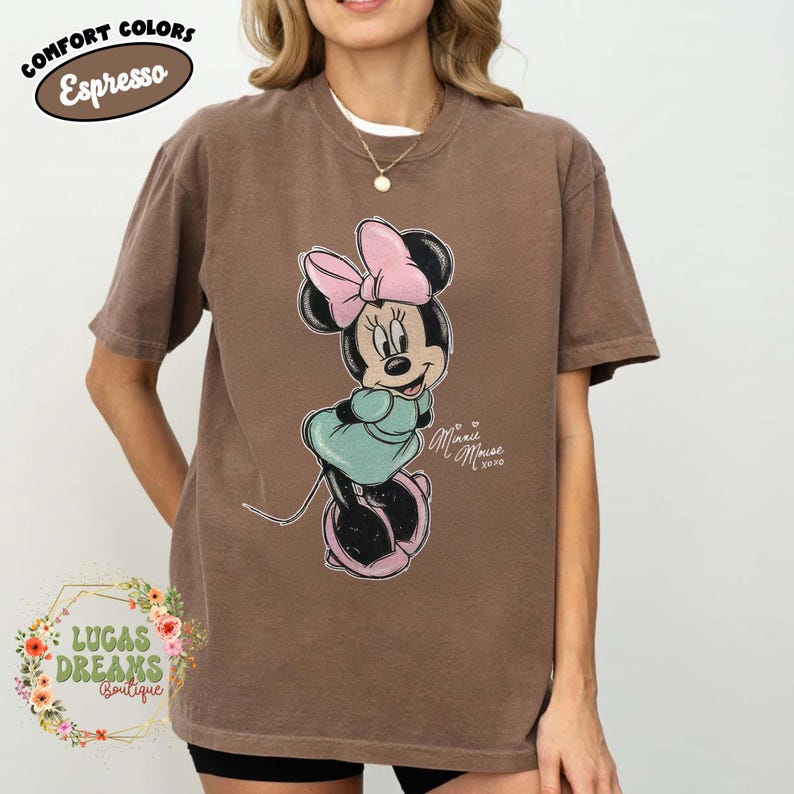 Retro Minnie Mickey Couple Matching Shirt, Vintage Disney Mickey Minnie Mouse, Disney Couple Husband Wife Vacation, Disneyland Trip Tee Espresso