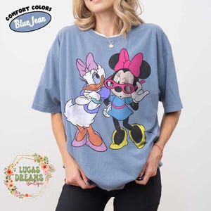 Retro Minnie Daisy Shirt, Vintage Disney Friends Tee, Comfort Colors White Disney Graphic Tee, Disney Trip Shirt, Best Friend Gift Tee Blue Jean