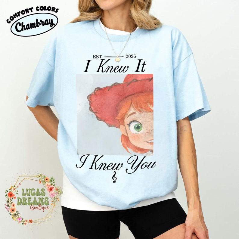 Watercolors TS Jessie Toy Story 5 Comfort Colors Shirt, Retro I Knew It I Knew You, Disneyland Toy Story Family Matching Tee Chambray