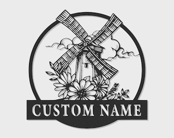 Custom Windmill LED Metal Wall Art: Personalized Rustic Farmhouse Decor
