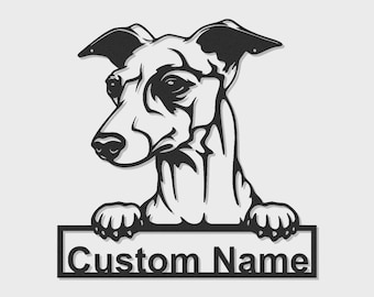 Kundenspezifisches Windhund-Namensschild | LED Metallwandkunst | Personalisierte Hundedekor