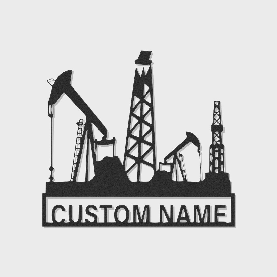 Oil Rig LED Metal Wall Art | Custom Oilfield Name Sign for Office ...