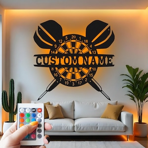 Custom Dartboard LED Metal Wall Art: Personalized Game Room Decor
