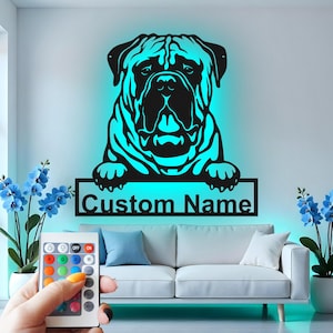 Custom Bulldog LED Metal Wall Art: Personalized Dog Lover Gift