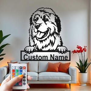 Custom Dog LED Metal Wall Art: Personalized Pet Name Sign