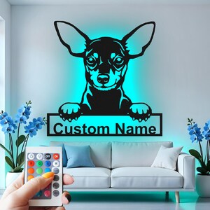 Custom Chihuahua LED Metal Wall Art: Personalized Dog Lover Gift