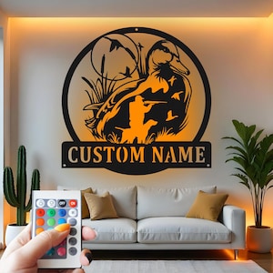 Custom Duck Hunting LED Metal Wall Art: Personalized Hunter Gift