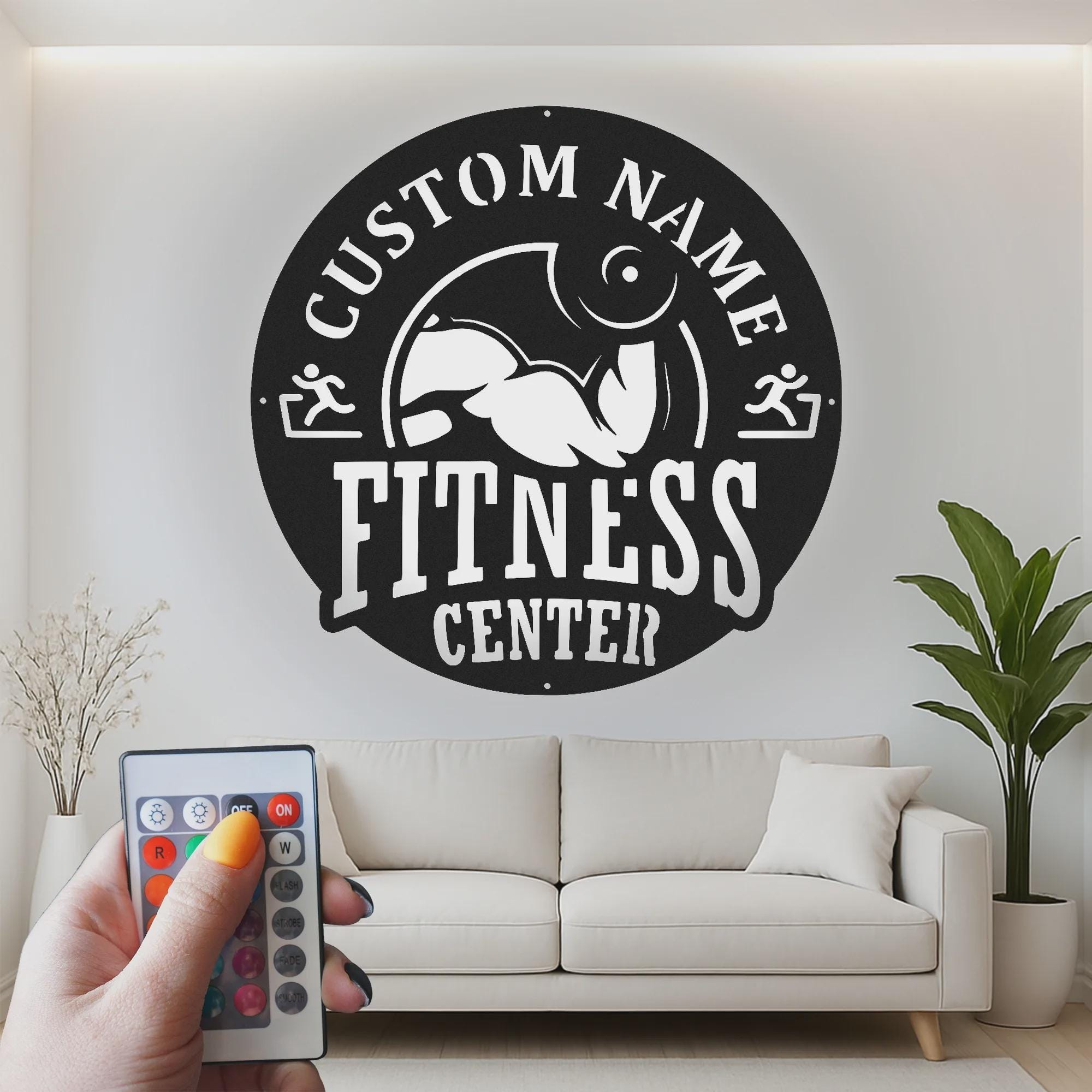 Personalized Gym Sign | LED Metal Wall Art for Fitness Center | Custom ...