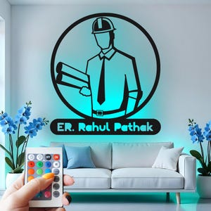 Custom Engineer Metal Wall Art with RGB LED Lights