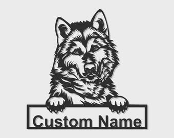 Custom Husky Metal Wall Art with RGB LED Light – Personalized Dog Lover Decor
