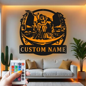 Custom DJ Metal Wall Art with RGB LED Light