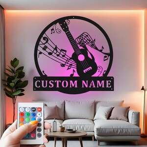 Custom Guitar LED Metal Wall Art: Personalized Music Room Decor