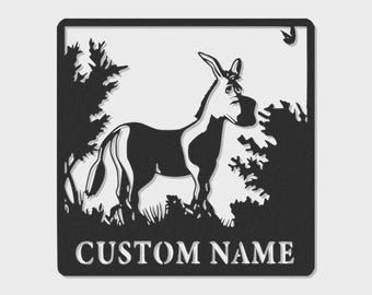 Custom Donkey Metal Wall Art: Personalized Farmhouse Decor, Rustic Animal Lover Gift