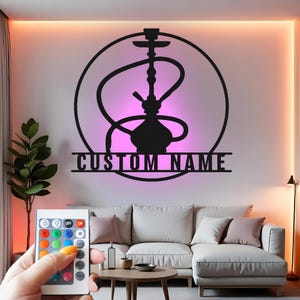 Custom Hookah Metal Wall Art: LED Shisha Lounge Decor