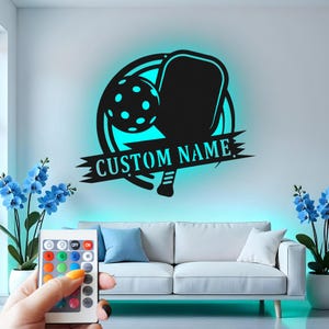 Custom LED Pickleball Wall Art: Personalized Metal Sports Decor