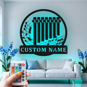 Custom Music Notes Metal Wall Art with LED: Personalized Musician Gift