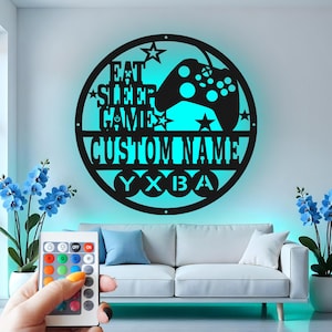 Custom Gamer LED Metal Wall Art: Personalized Game Room Decor