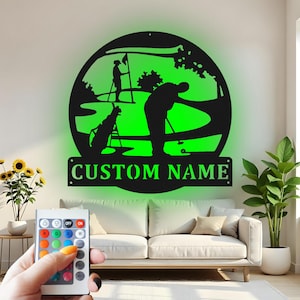 Custom Golf Metal Wall Art with LED Light: Personalized Golfer Gift