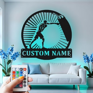 Boxing Custom Sign Metal Wall Decor With Led Light , Boxer Gym Decor, Boxing Gift for Athletes, Man Cave Decor
